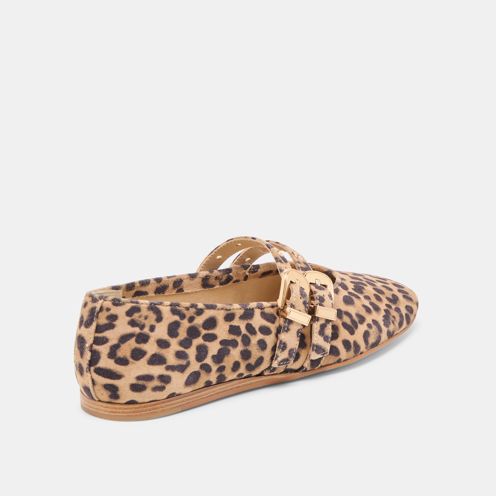 BAYLEE GROMMET BALLET FLATS DK LEOPARD PRINTED SUEDE