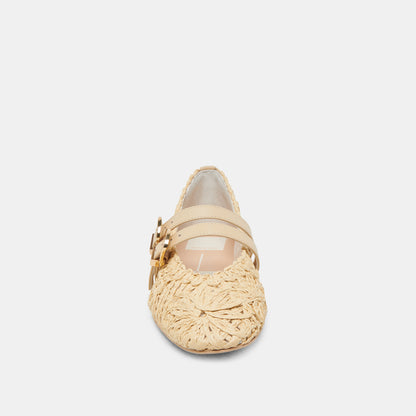 BAYLEE SUNFLOWER WIDE BALLET FLATS LT NATURAL MACRAME