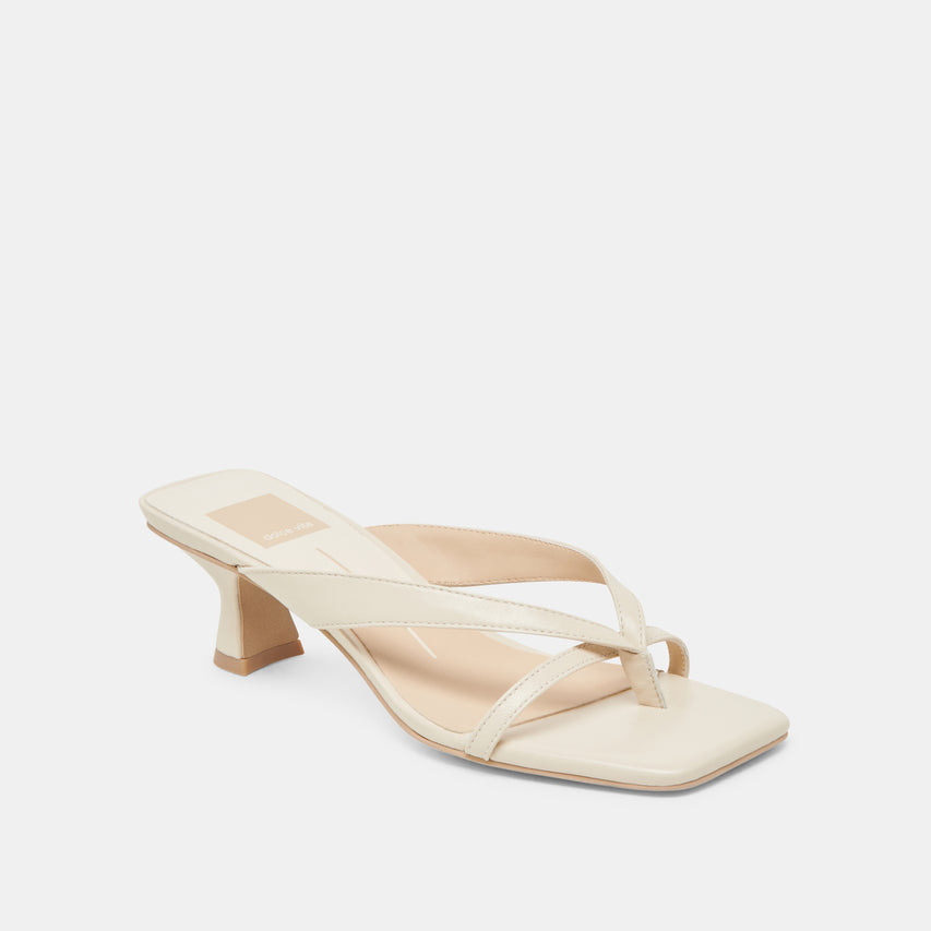BREVEL WIDE HEELS OFF WHITE LEATHER