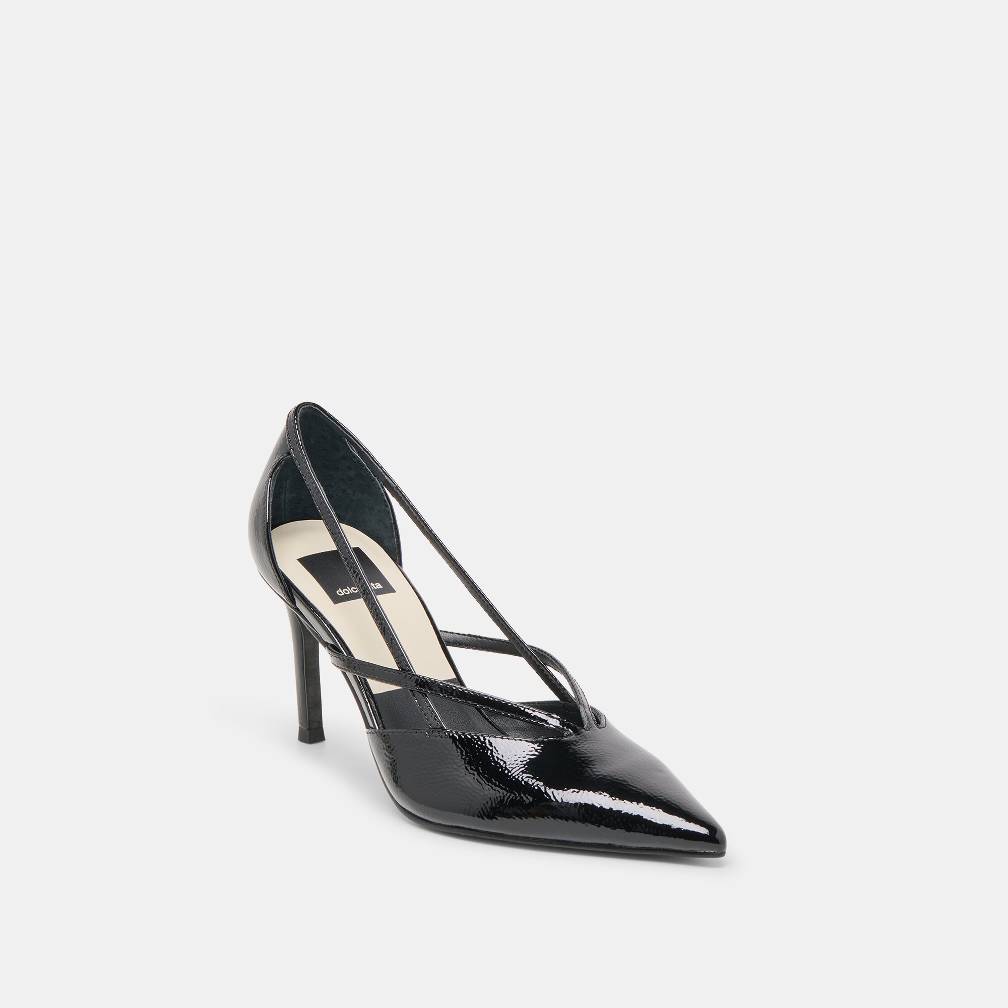 KAINE HEELS MIDNIGHT CRINKLE PATENT LEATHER