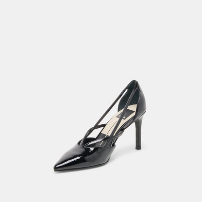 KAINE HEELS MIDNIGHT CRINKLE PATENT LEATHER