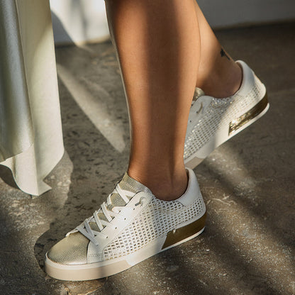 ZINA SNEAKERS BONE GOLD WOVEN