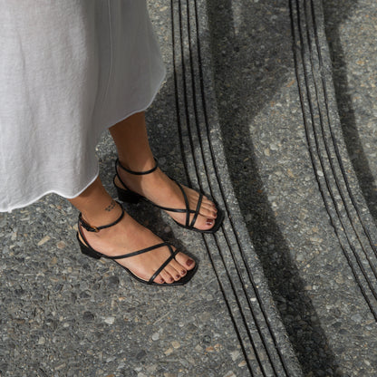 KARLOS SANDALS BLACK LEATHER