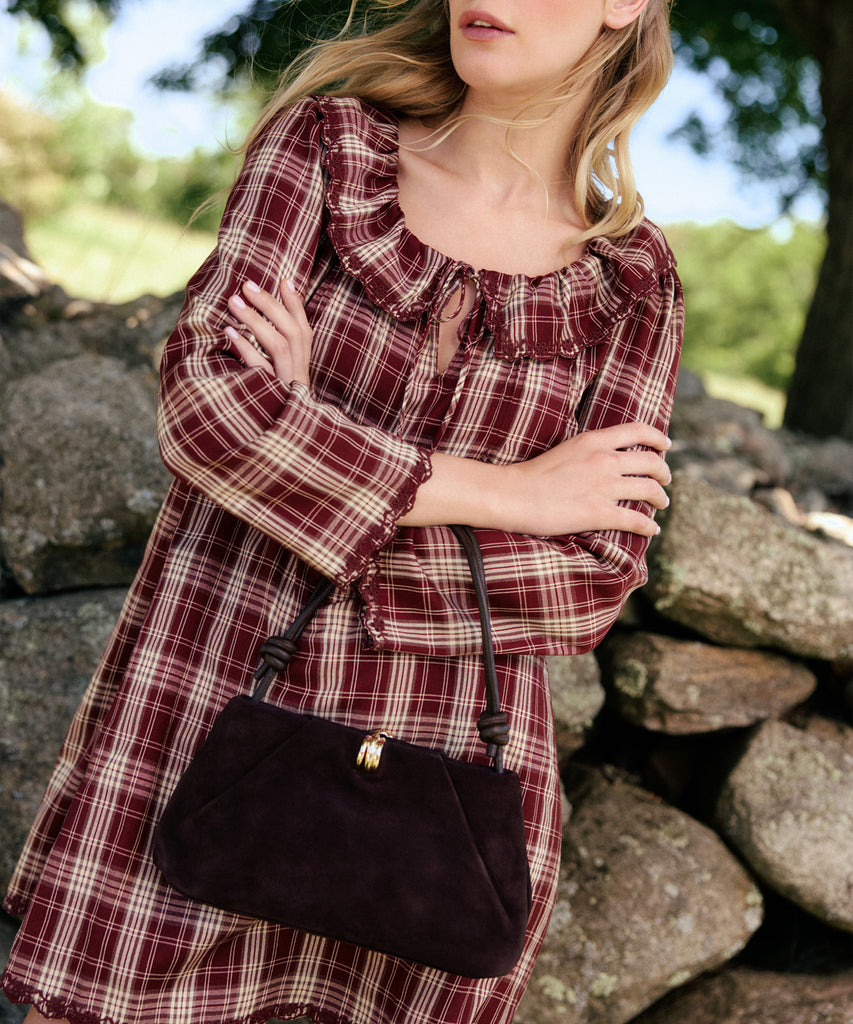 RAVEL SHOULDER BAG CHOCOLATE SUEDE