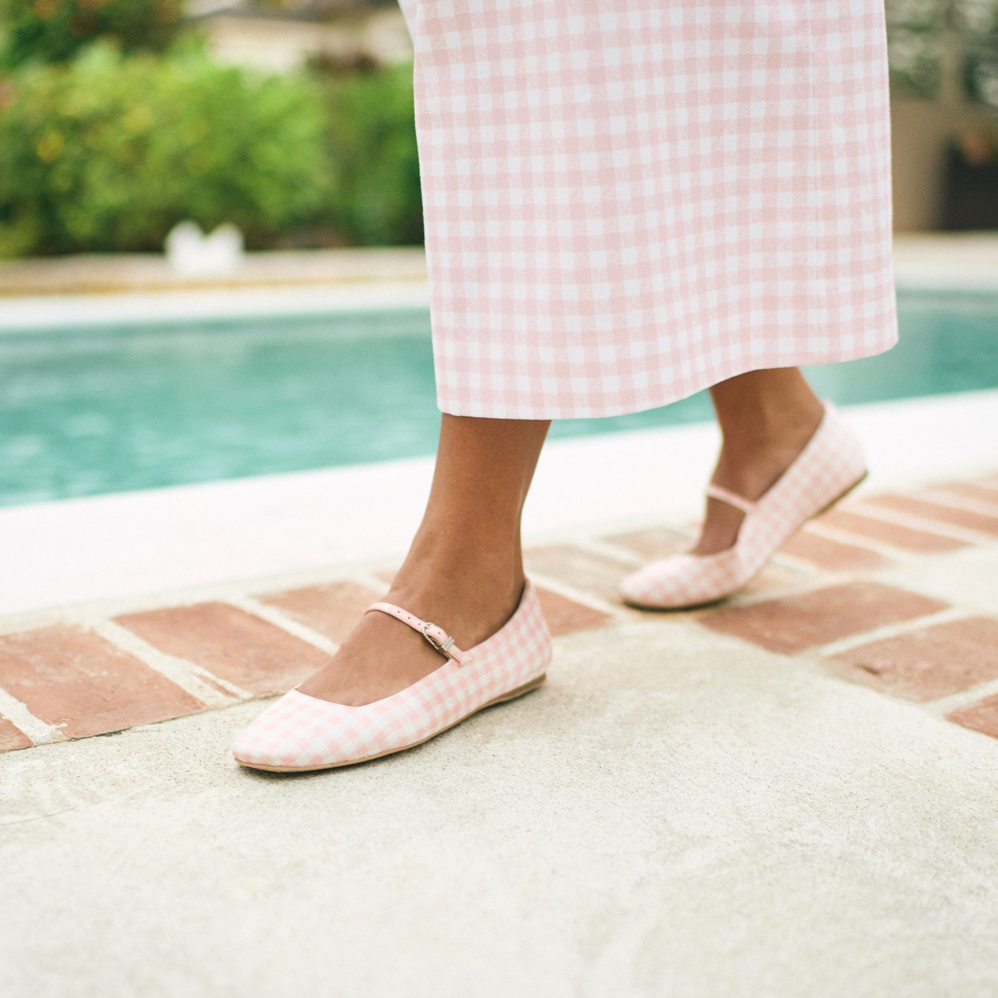 REYES X BYRDIE GOLF BALLET FLATS PINK PLAID GINGHAM - view 2