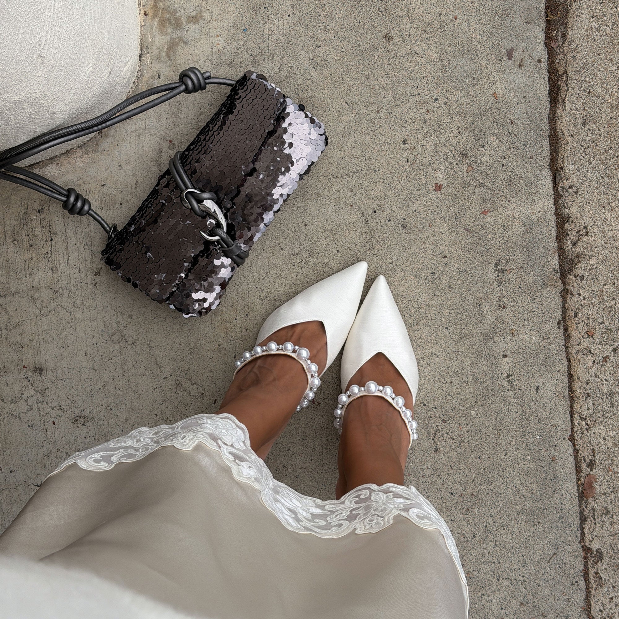 KANIKA PEARL HEELS VANILLA SILK