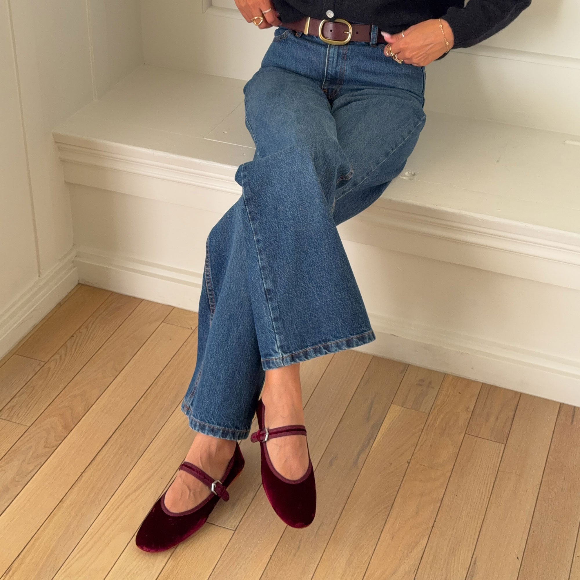 ROSLYN BALLET FLATS WINE VELVET - view 4