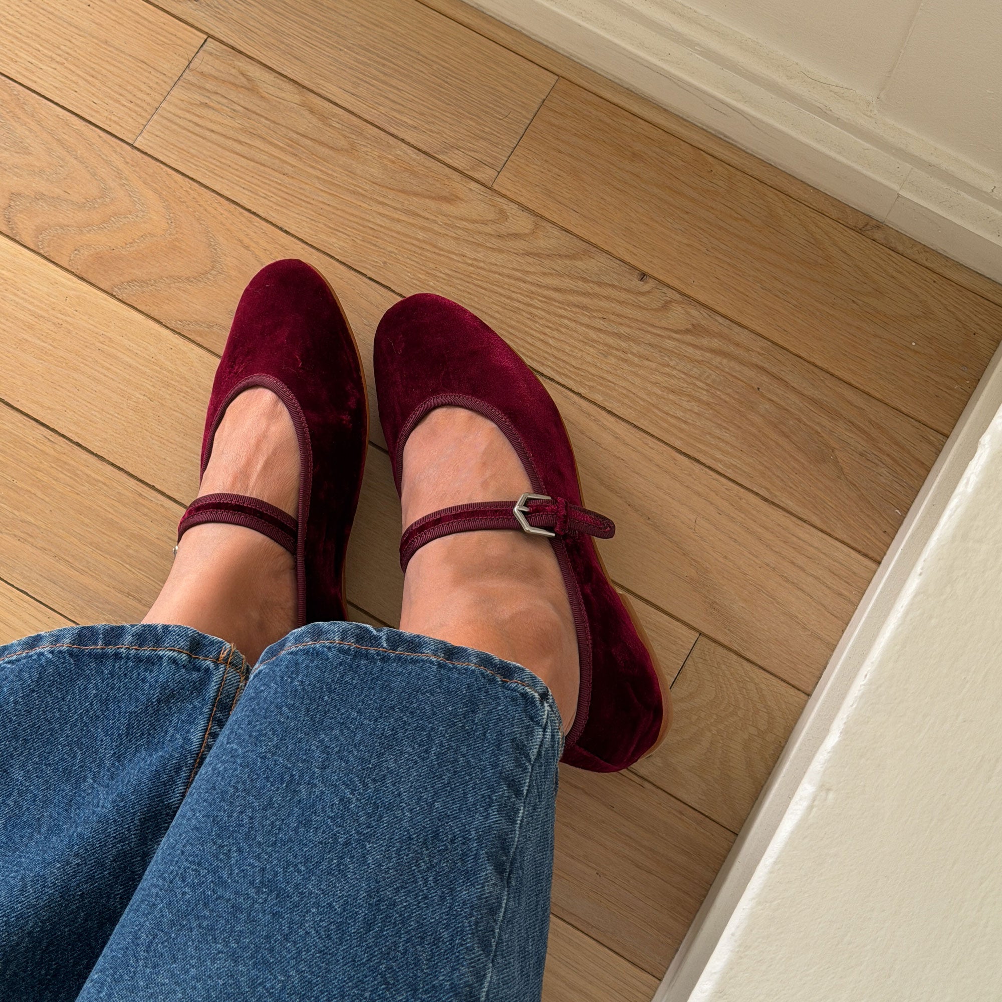 ROSLYN BALLET FLATS WINE VELVET - view 6