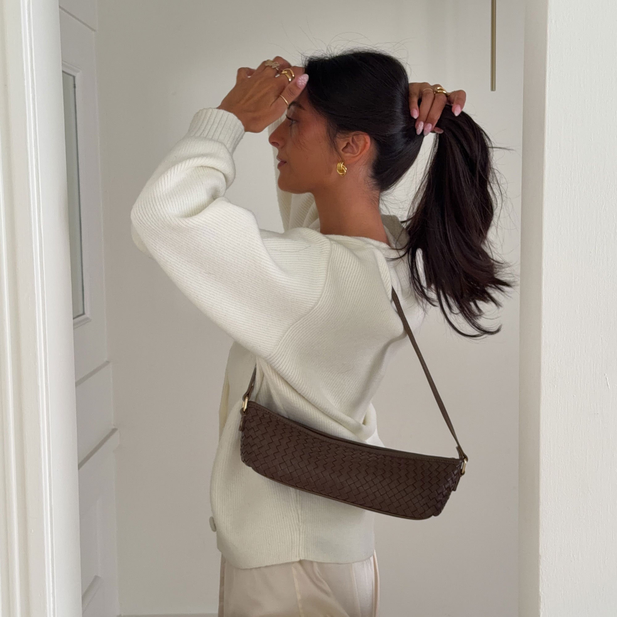 SAVAII WOVEN SHOULDER BAG BROWN WOVEN LEATHER - view 4