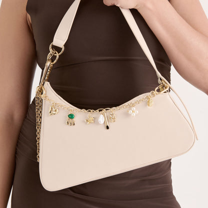 PEARL CHAIN BAG CHARM GOLD PEARL