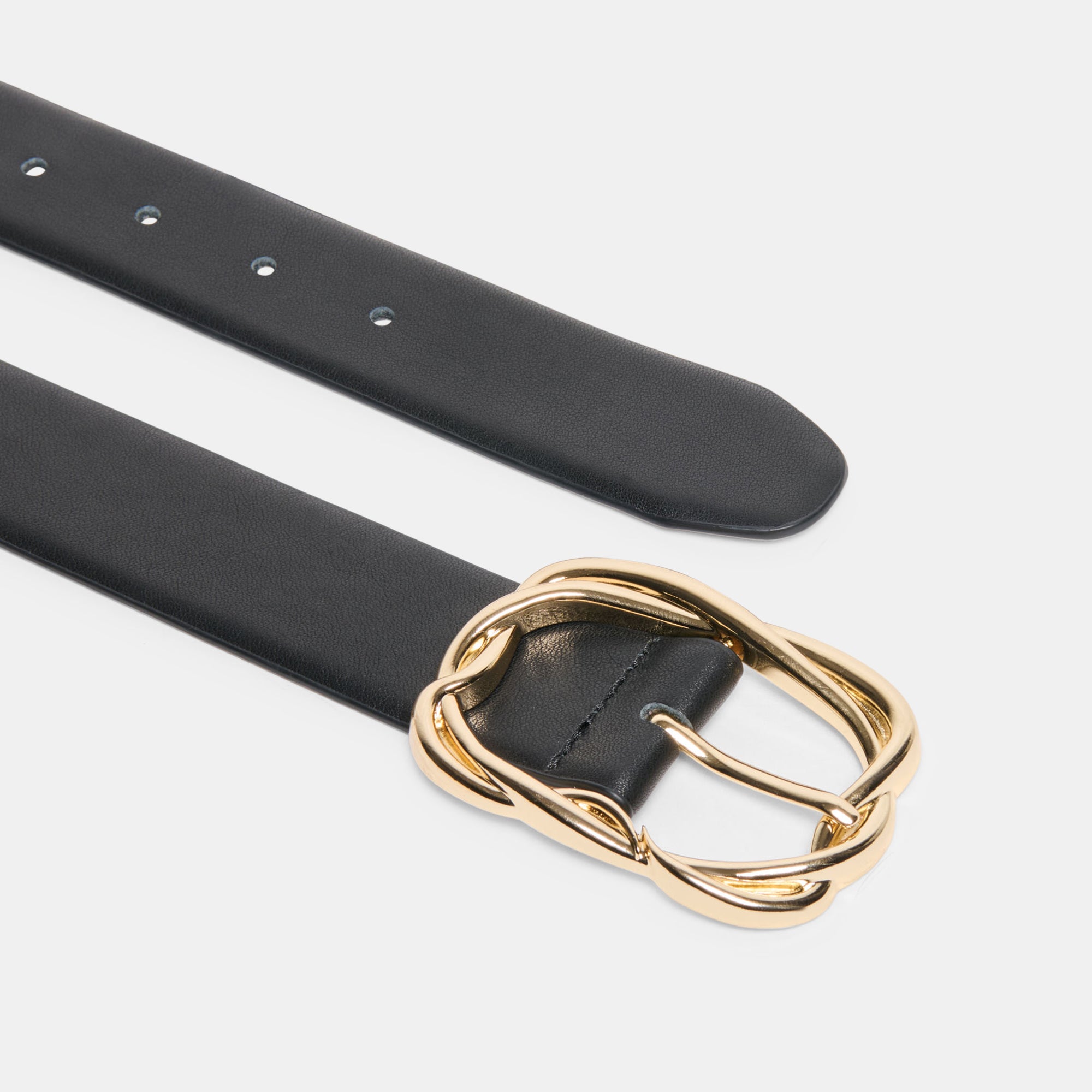 BRAIDED BUCKLE BELT BLACK GOLD