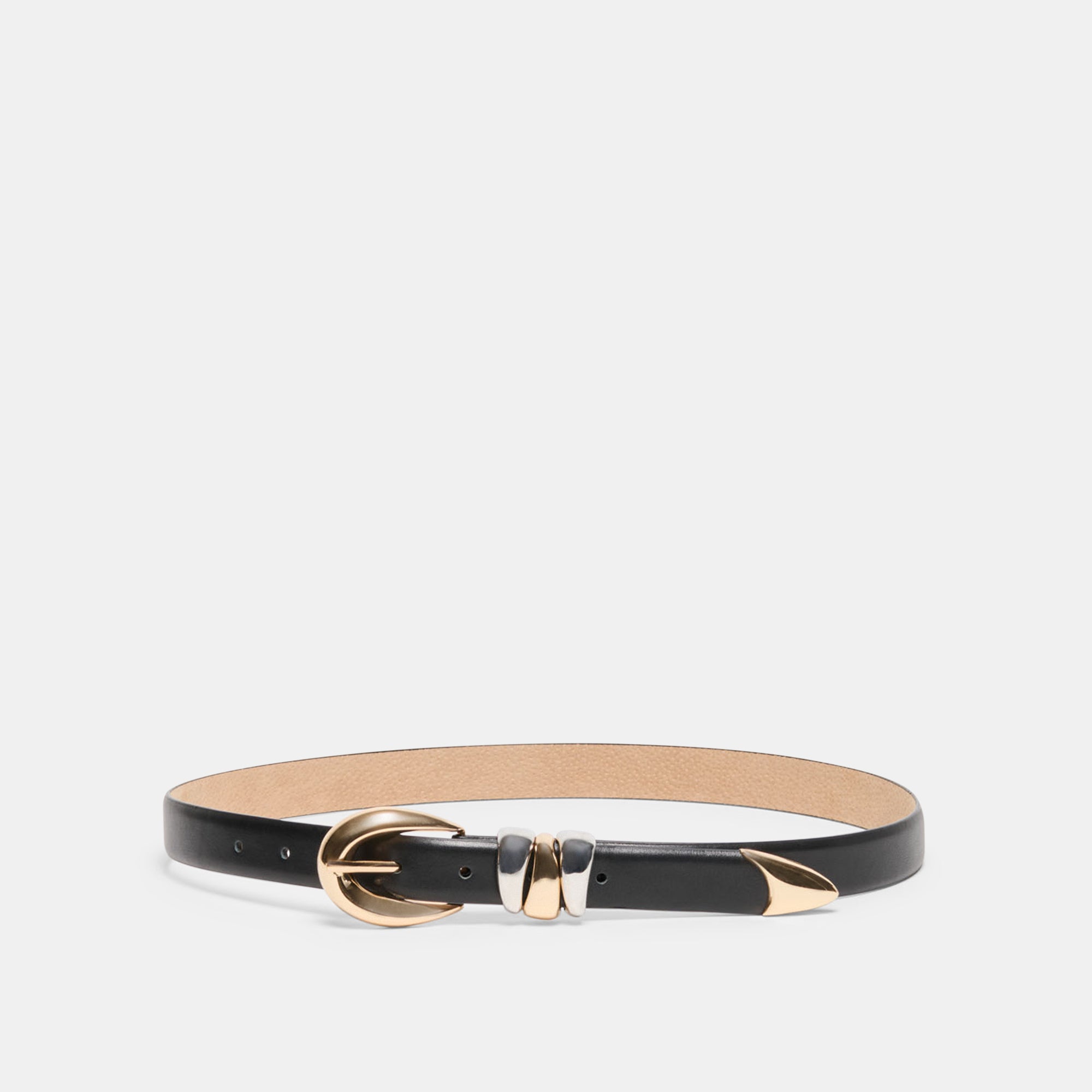 MIXED METAL BUCKLE BELT BLACK