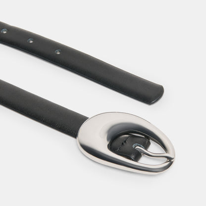 ORGANIC OVAL BUCKLE BELT BLACK SILVER