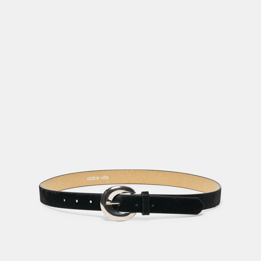 Chunky Curved Black Buckle Belt | Dolce Vita