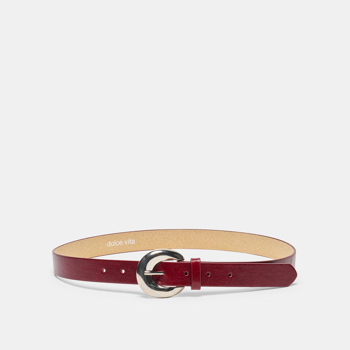 Chunky Curved Burgundy Buckle Belt | Dolce Vita