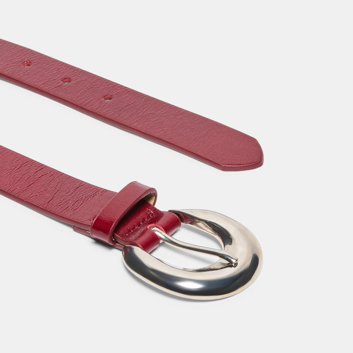 CHUNKY CURVED BUCKLE BELT BURGUNDY - view 3