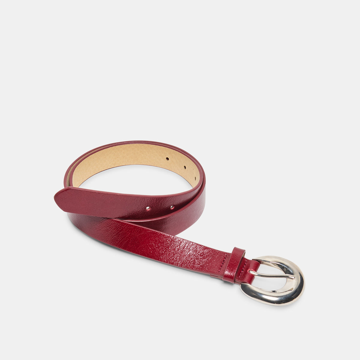CHUNKY CURVED BUCKLE BELT BURGUNDY - view 4