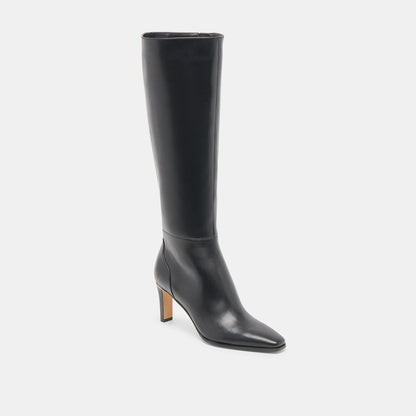 EMMI WIDE CALF BOOTS BLACK LEATHER
