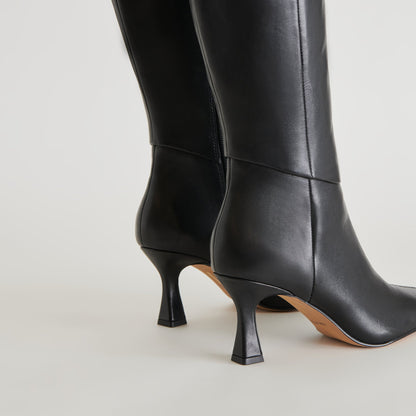GYRA WIDE CALF BOOTS BLACK LEATHER - re:vita