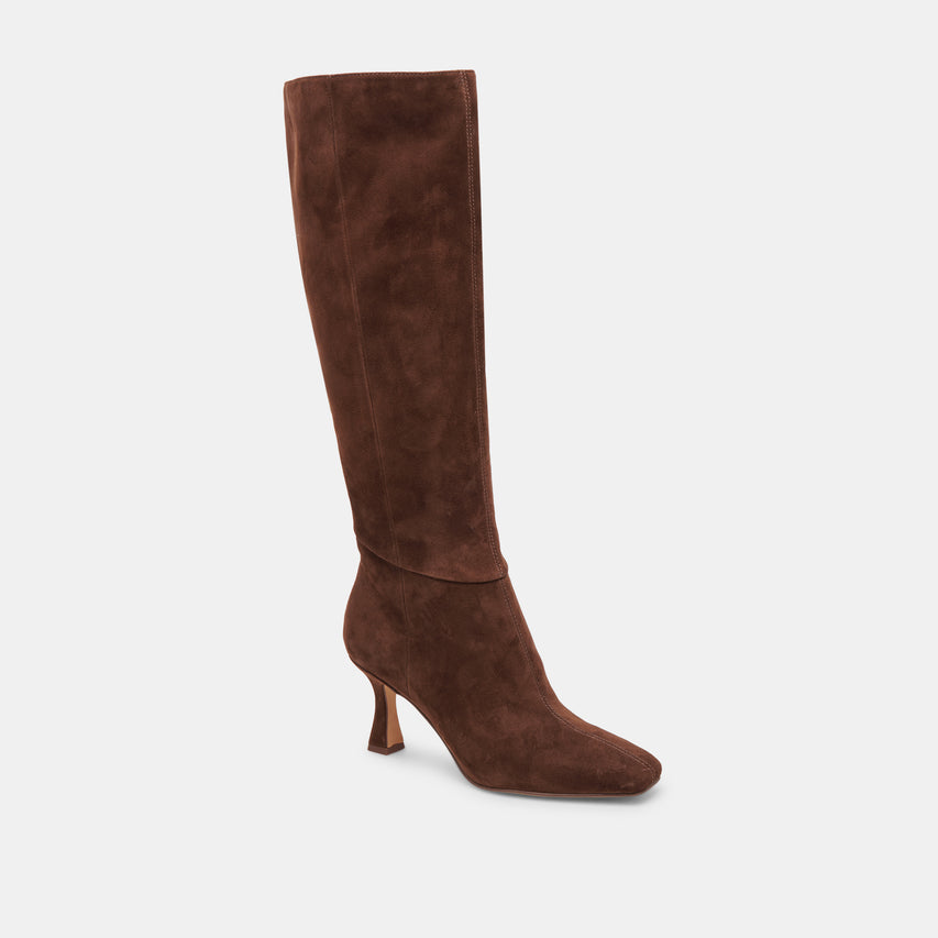 GYRA WIDE CALF BOOTS DK BROWN SUEDE