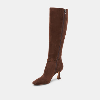 GYRA WIDE CALF BOOTS DK BROWN SUEDE