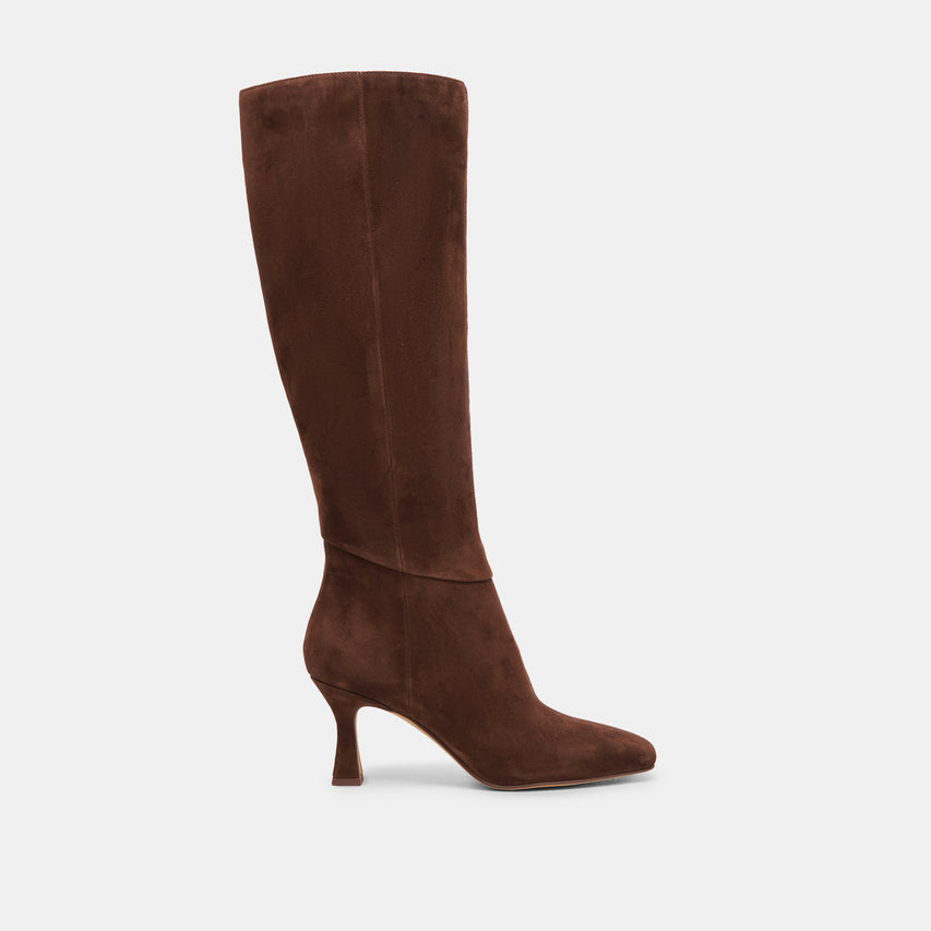 GYRA WIDE CALF BOOTS DK BROWN SUEDE