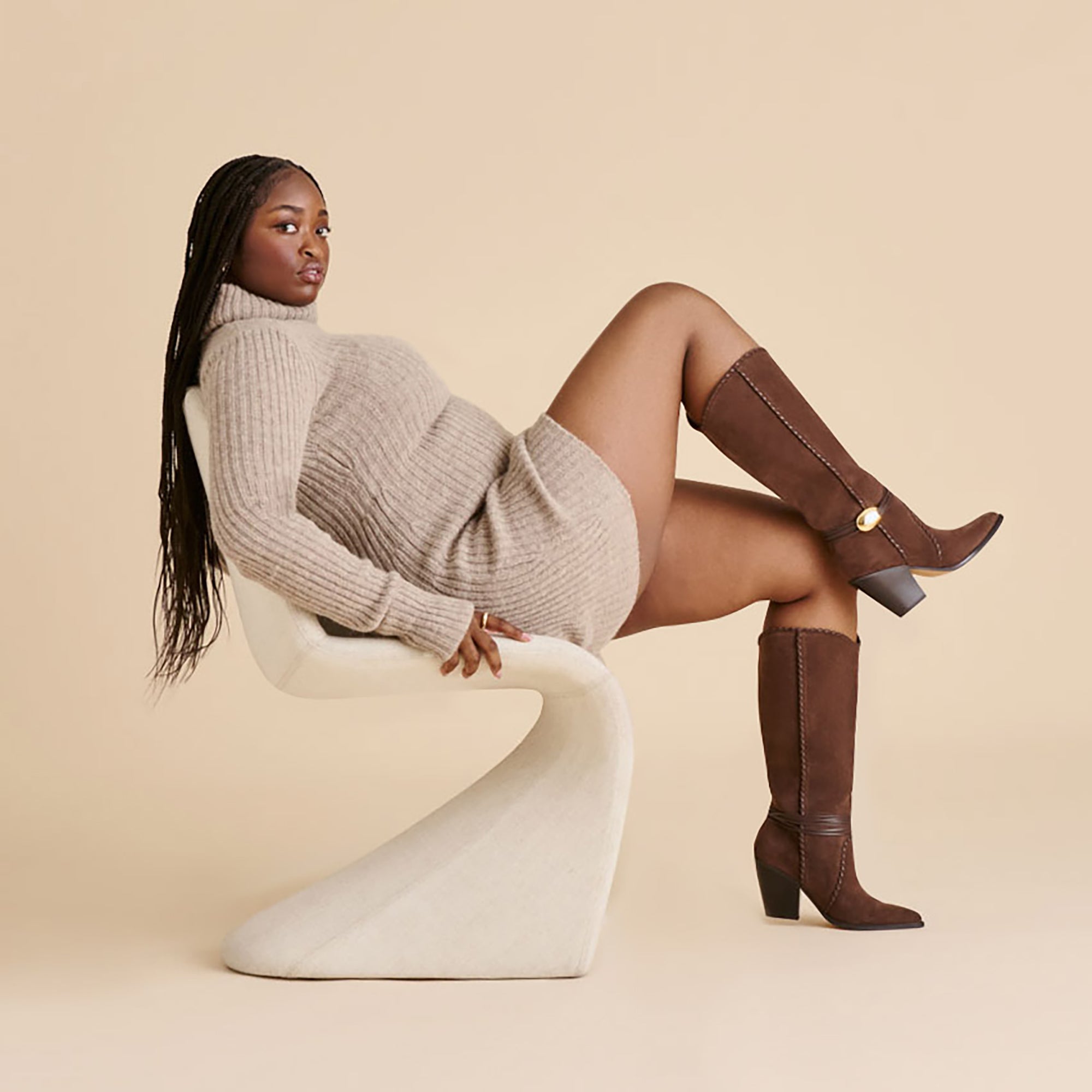 JODY WIDE CALF BOOTS DK BROWN SUEDE - view 2