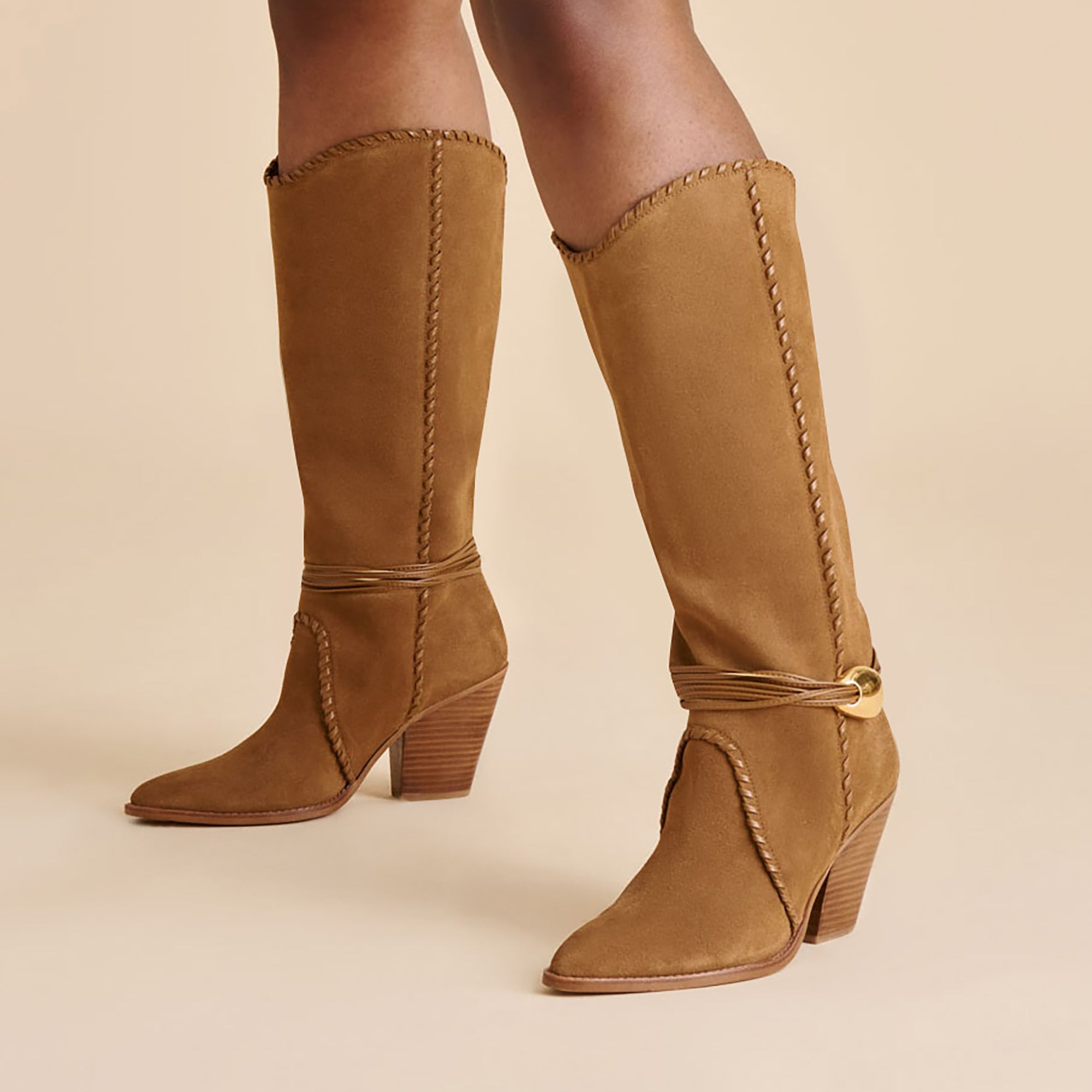 JODY WIDE CALF BOOTS LT BROWN SUEDE - view 5