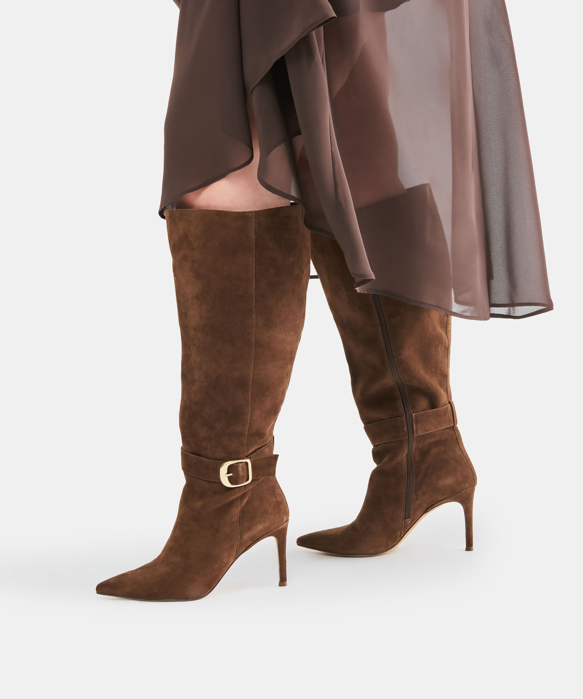 KINZY EXTRA WIDE CALF BOOTS DK BROWN SUEDE - view 4
