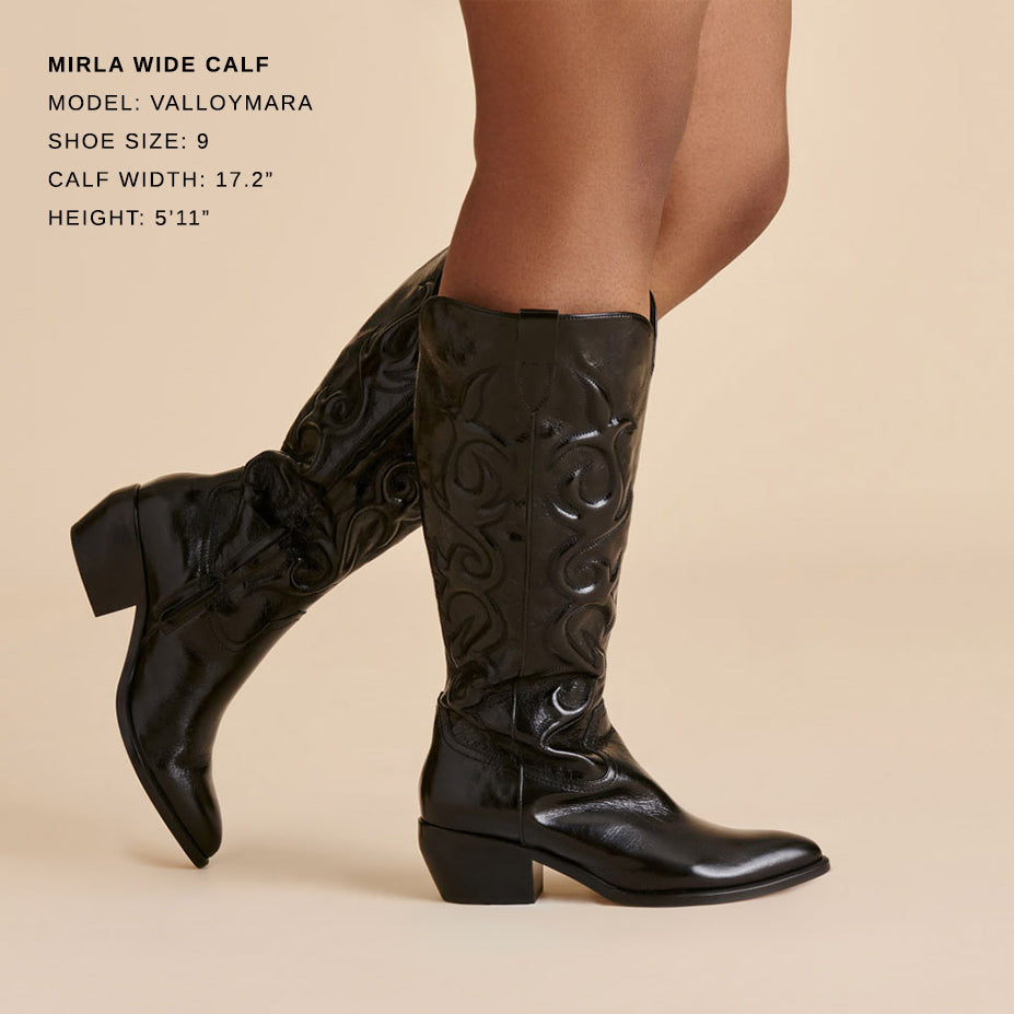 MIRLA WIDE CALF BOOTS BLACK LEATHER