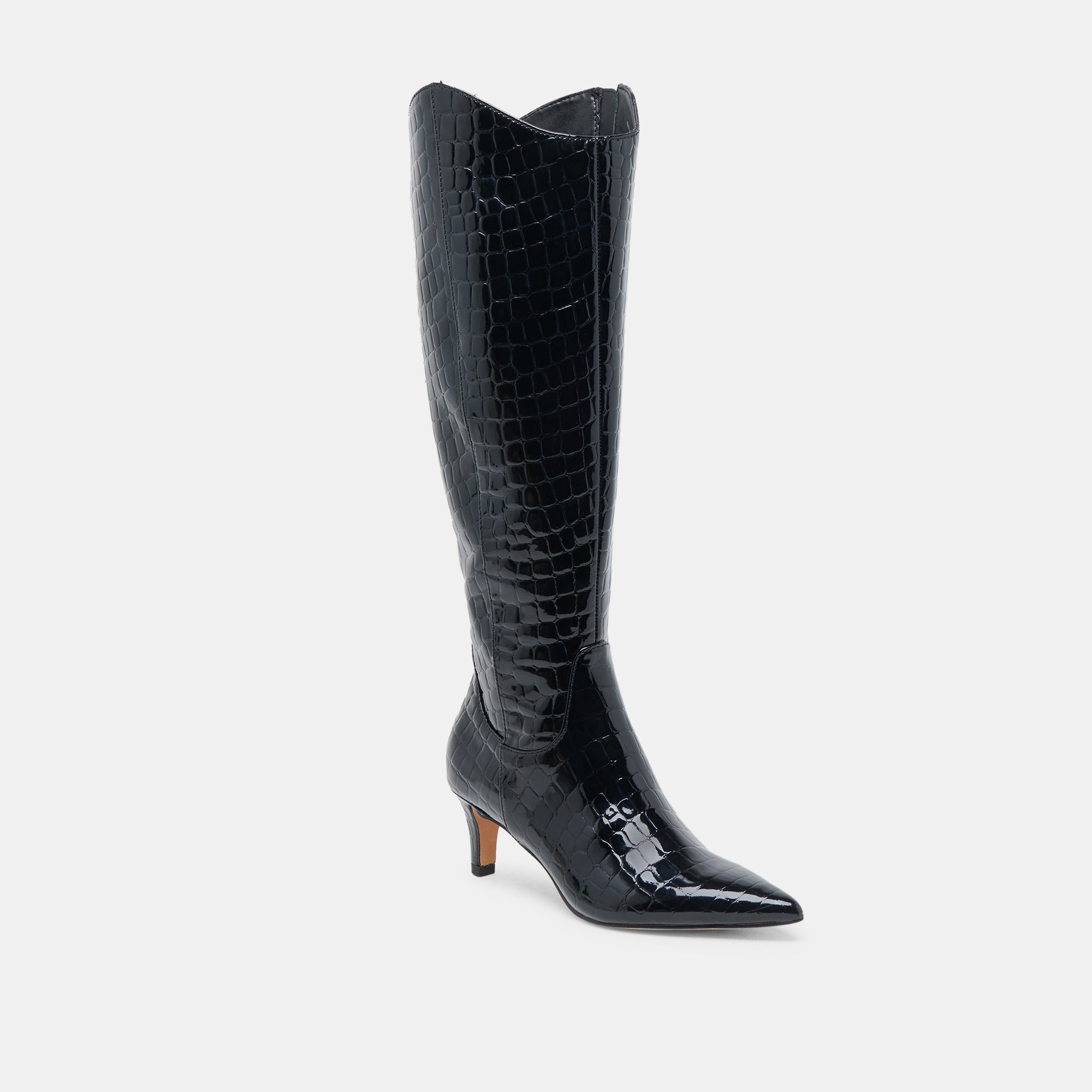 SHILAH WIDE CALF BOOTS NOIR EMBOSSED LEATHER - view 2