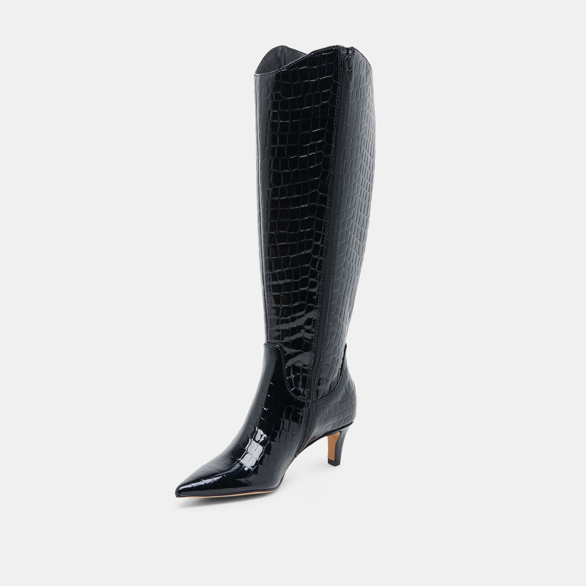 SHILAH WIDE CALF BOOTS NOIR EMBOSSED LEATHER - view 4