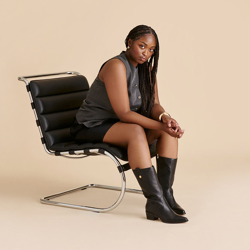 VERN WIDE CALF BOOTS BLACK LEATHER