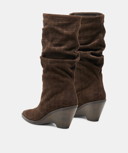 ADISEN BOOTS ESPRESSO EMBOSSED SUEDE