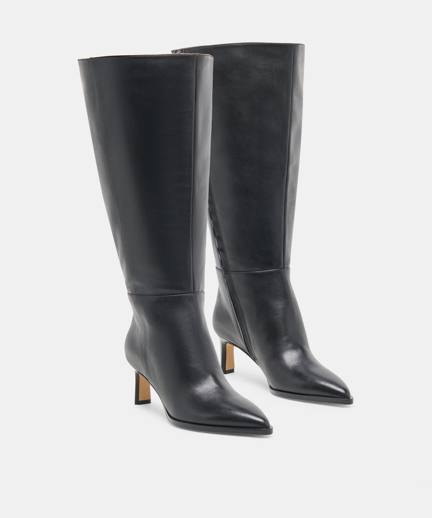 ALIMA EXTRA WIDE CALF BOOTS BLACK LEATHER