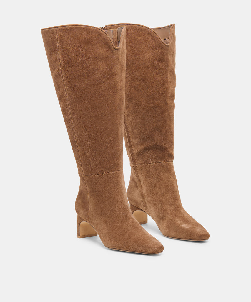BRION EXTRA WIDE CALF BOOTS COCOA SUEDE