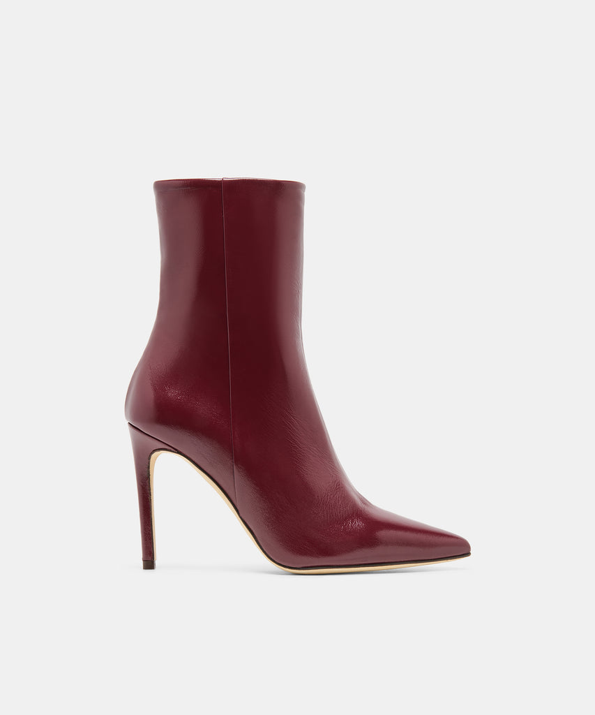 DANITY Burgundy Leather Pointed-Toe Stiletto Booties | Dolce Vita
