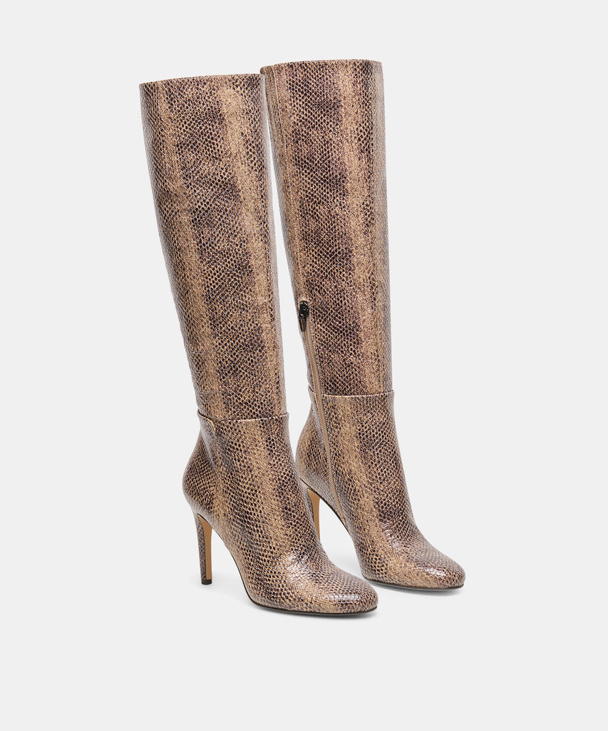 HEYES BOOTS SNAKE TAN EMBOSSED LEATHER
