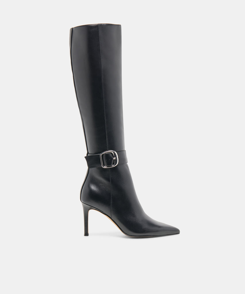 KINZY NARROW CALF BOOTS BLACK LEATHER
