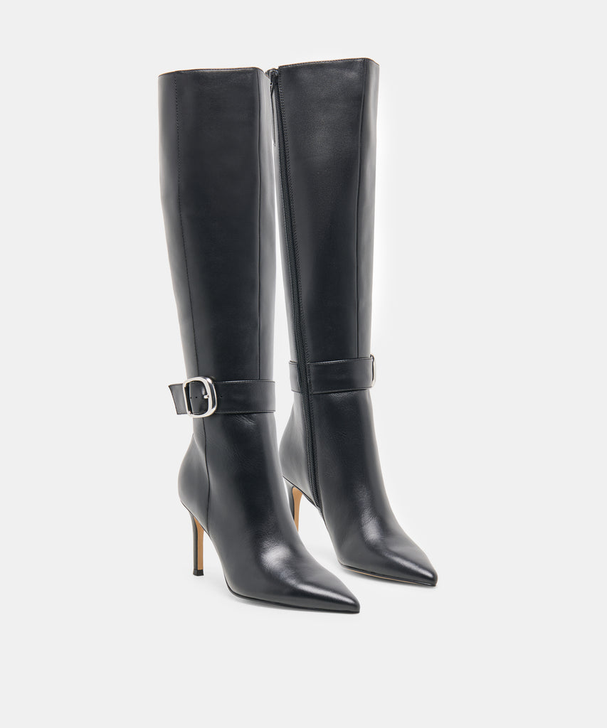 KINZY NARROW CALF BOOTS BLACK LEATHER