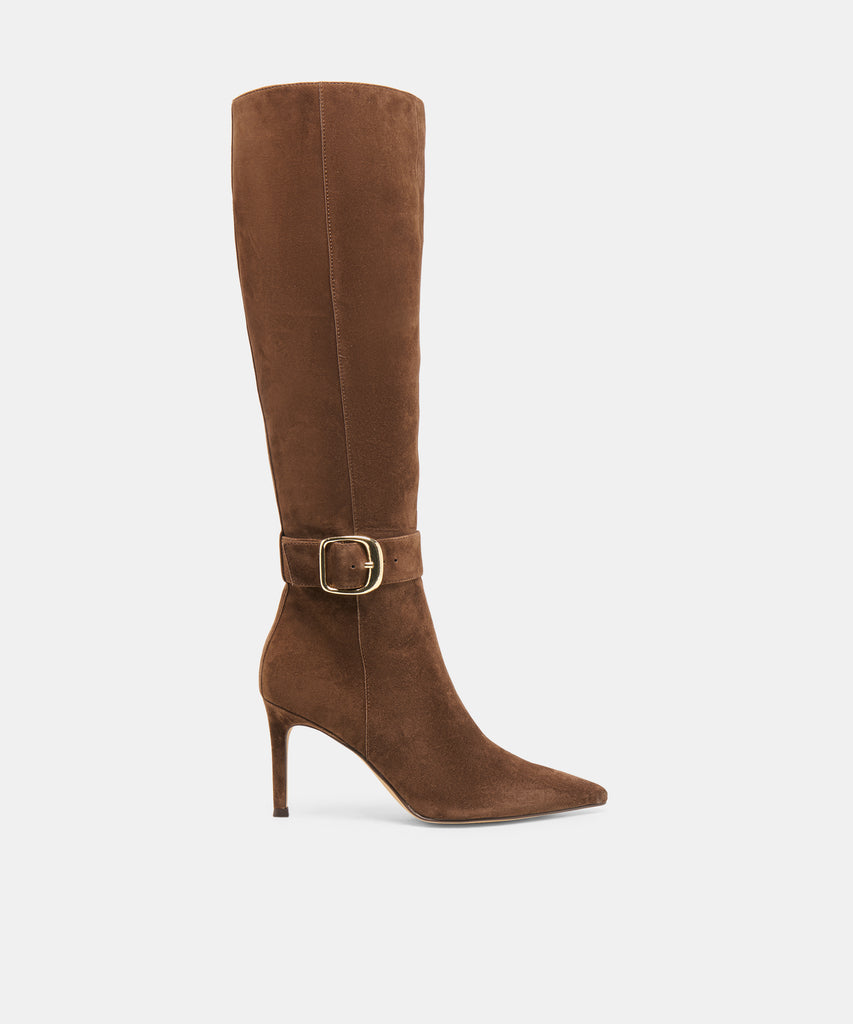 KINZY NARROW CALF BOOTS DK BROWN SUEDE