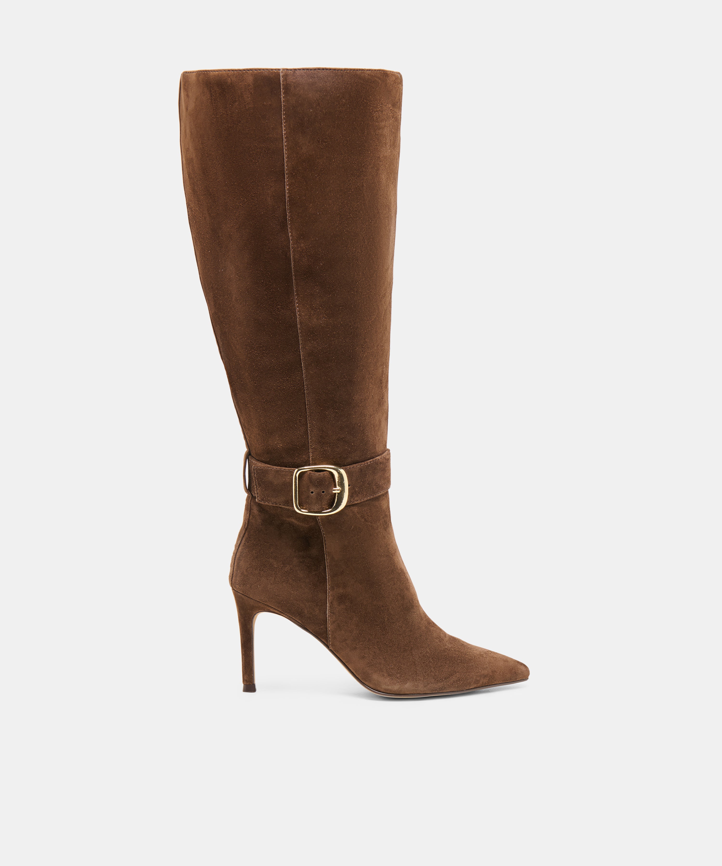 KINZY EXTRA WIDE CALF BOOTS DK BROWN SUEDE