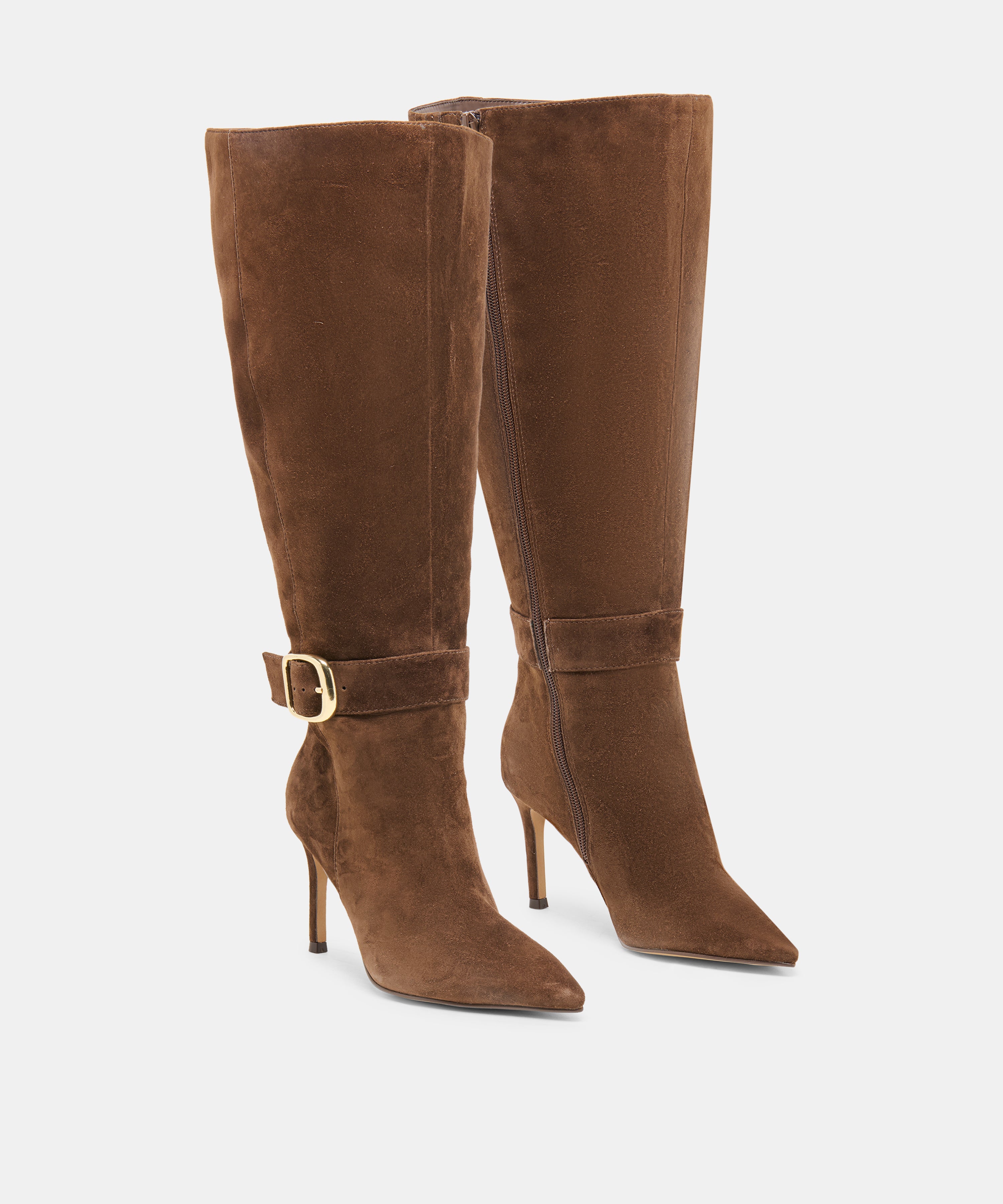 KINZY EXTRA WIDE CALF BOOTS DK BROWN SUEDE - view 2