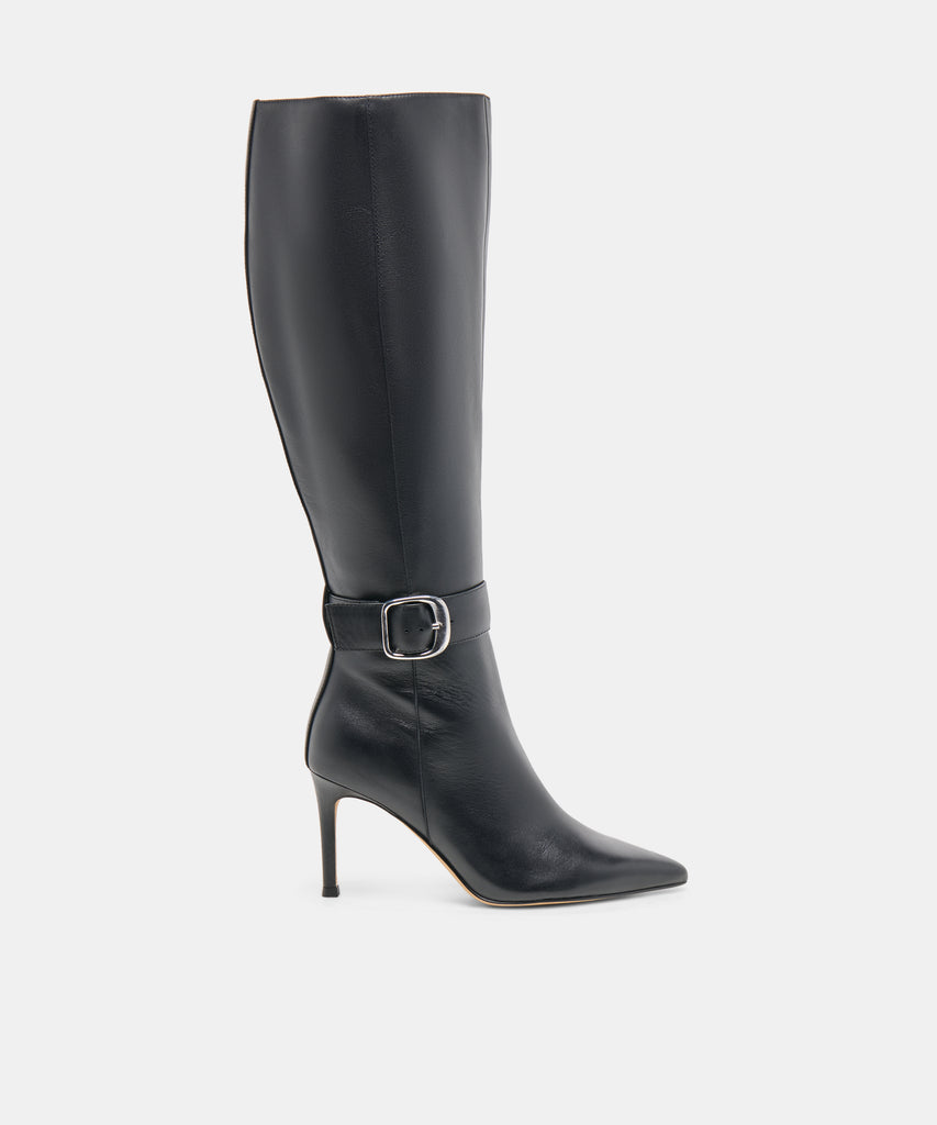 KINZY WIDE CALF BOOTS BLACK LEATHER