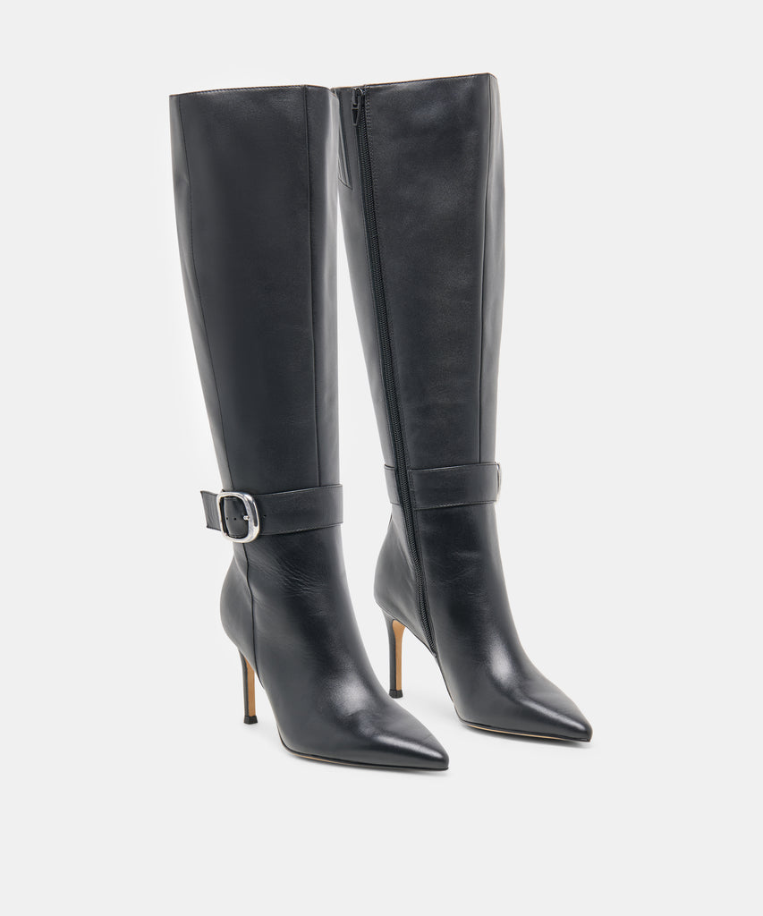 KINZY WIDE CALF BOOTS BLACK LEATHER