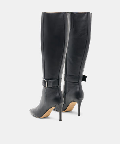KINZY WIDE CALF BOOTS BLACK LEATHER