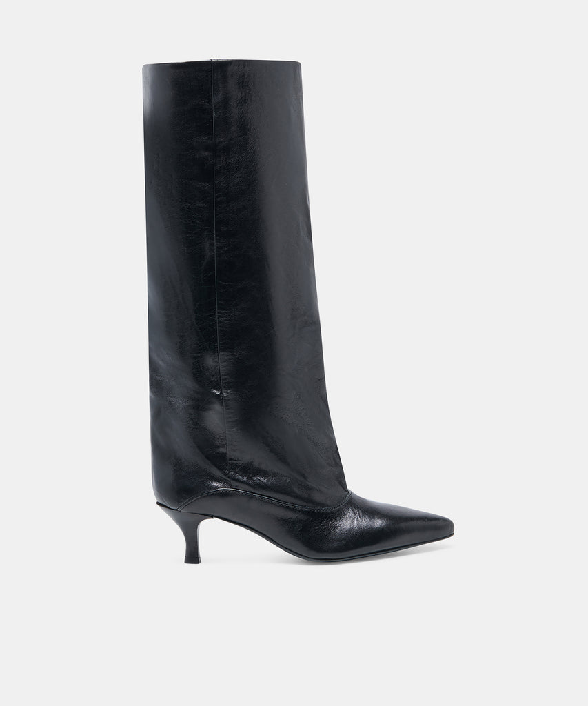 ROXLA Black Leather Slouchy Pointed-Toe Knee-High Boots | Dolce Vita