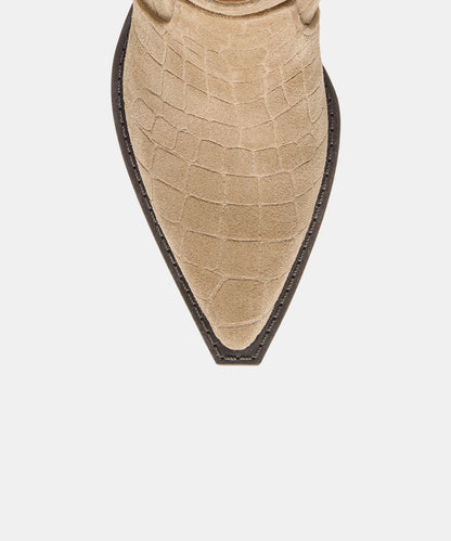 RYEN BOOTIES TAUPE EMBOSSED SUEDE