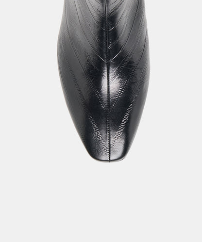 TARINE BOOTIES NOIR EMBOSSED LEATHER