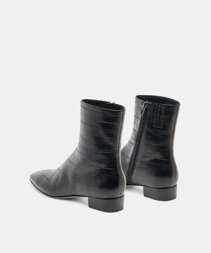 TARINE BOOTIES NOIR EMBOSSED LEATHER